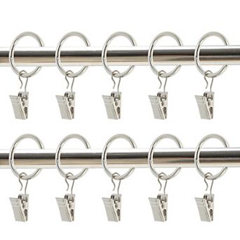 Curtain Rings with Clips for Hanging Curtains and Shower Curtain 10 pc 1.46"