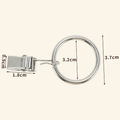 Curtain Rings with Clips for Hanging Curtains and Shower Curtain 10 Pcs 1.46"