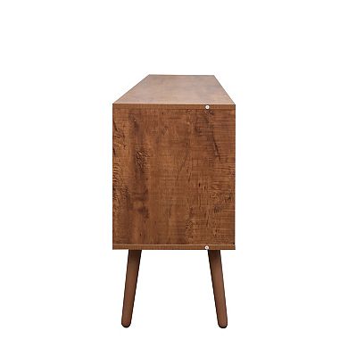 Trikiousd TV Stand with 1 Storage Cabinet & 3 Open Shelves, Living Room Media Console