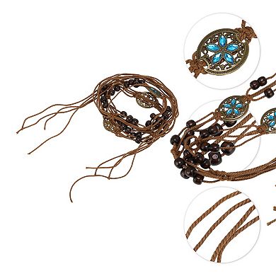 Hand-woven Handmade Cord Belt Brown Blue 1 Pc