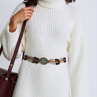 Hand-woven Handmade Cord Belt Brown Blue 1 Pc