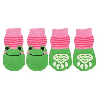 Non-Slip Frog Pattern Socks Dog Cats 4 pc