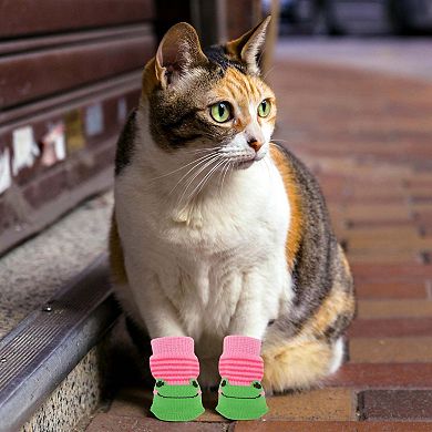 Non-Slip Frog Pattern Socks Dog Cats 4 Pcs