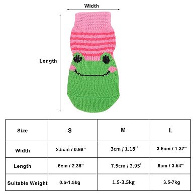 Non-Slip Frog Pattern Socks Dog Cats 4 Pcs