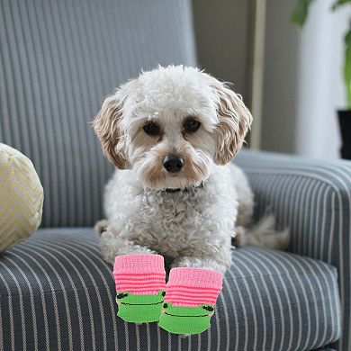Non-Slip Frog Pattern Socks Dog Cats 4 Pcs