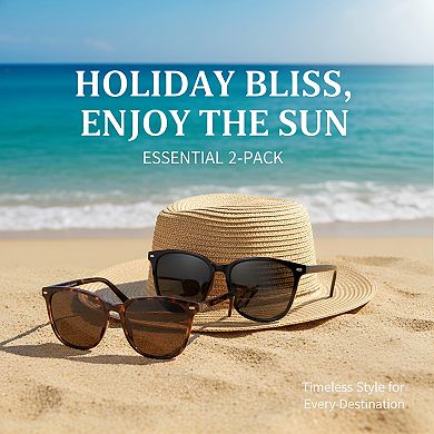 2 Pack Women's Polarized Sunglasses UV400 Protection Big Frame Fashion Shades