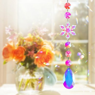 Sun Catcher for Garden Decor for Indoor Hanging 1 Pc Web Shape Silver Tone Clear