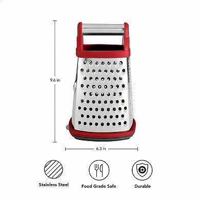 4 Sided Stainless Steel Box Grater with Detachable Storage Container