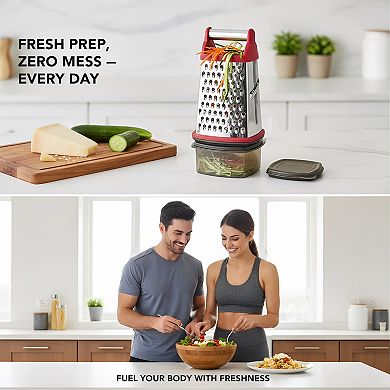 4 Sided Stainless Steel Box Grater with Detachable Storage Container