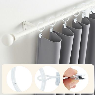 Iron Curtain Rings with Clips for Hanging Curtains 10 Pcs White