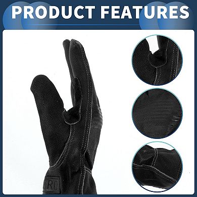 1 Pair Motorcycle Gloves, 9.84"x4.96", Black