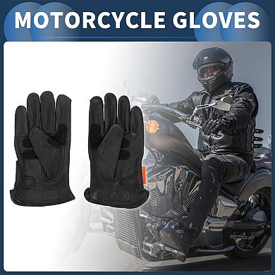 1 Pair Motorcycle Gloves, 9.84"x4.96", Black