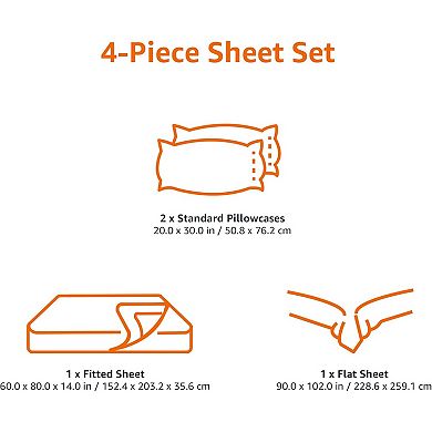 Lightweight Super Soft Easy Care Microfiber 4 Piece Bed Sheets Set with 14-Inch Deep Pockets, Queen