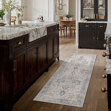 Runner Rug Non Slip Machine Washable Vintage Hallway Runner Rug, Low Pile Lightweight Rugs