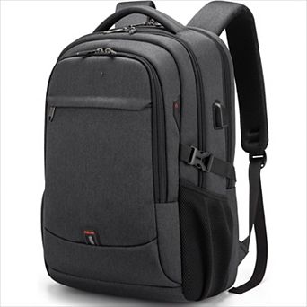 17 Inch Water Resistant Laptop Backpack with USB Port for Travel Unisex Black