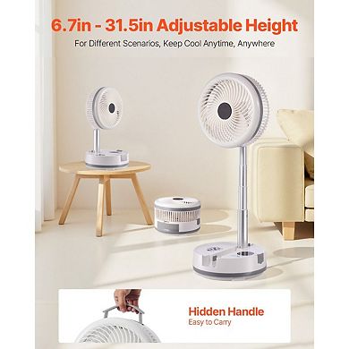 Adjustable Height Portable Fan with Remote, LED Light, Indoor Outdoor Use