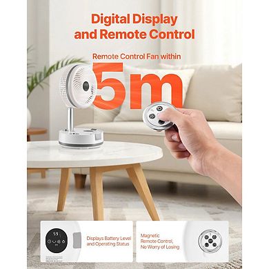Adjustable Height Portable Fan with Remote, LED Light, Indoor Outdoor Use