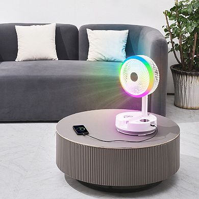 Adjustable Height Portable Fan with Remote, LED Light, Indoor Outdoor Use