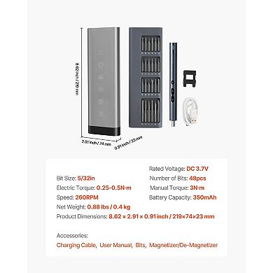 Electric Precision Screwdriver Kit with 48 Bits and LED Lights