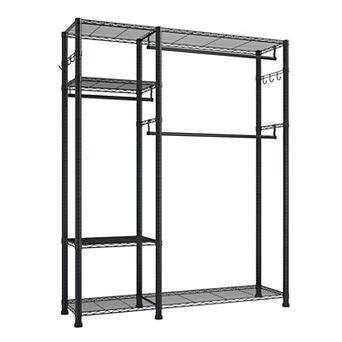 Multi-Functional Closet Wardrobe with Shelves, Rods, and Hooks