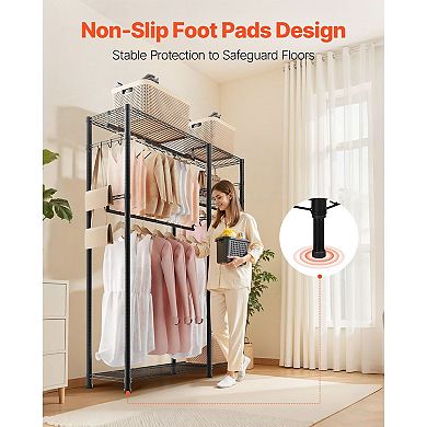 Multi-Functional Closet Wardrobe with Shelves, Rods, and Hooks