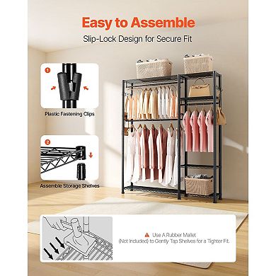 Multi-Functional Closet Wardrobe with Shelves, Rods, and Hooks