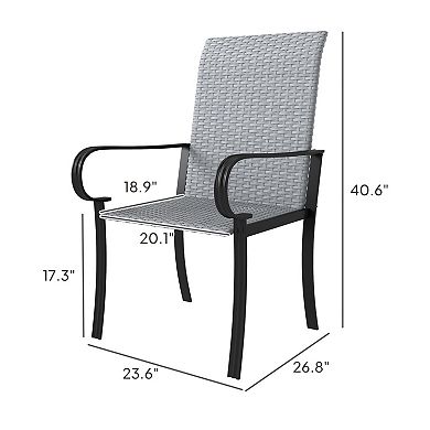 Outsunny Set of 4 Outdoor Wicker Dining Chairs with Armrests,