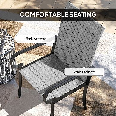 Outsunny Set of 4 Outdoor Wicker Dining Chairs with Armrests,