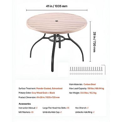 Patio Dining Table for 4, Metal Outdoor Table