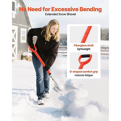 Aluminum Snow Shovel with D-Grip Handle, Tall Blade for Quick Winter Cleanup