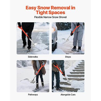 Aluminum Snow Shovel with D-Grip Handle, Tall Blade for Quick Winter Cleanup
