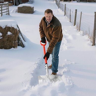 Aluminum Snow Shovel with D-Grip Handle, Tall Blade for Quick Winter Cleanup