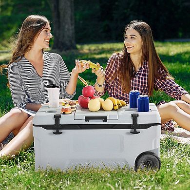 74QT Wheeled Ice Cooler with Pull Handle for Outdoor Parties and Travel
