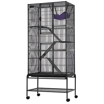 Multi-Level Ferret and Small Animal Cage with Hammock and Storage Shelf