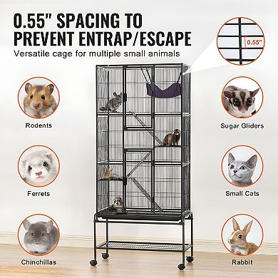 Multi-Level Ferret and Small Animal Cage with Hammock and Storage Shelf