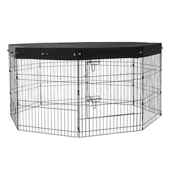 8-Panel Dog Playpen with Zip-Top Cover and Full-Height Door, 30-Inch