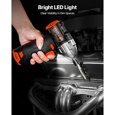 Brushless Cordless Impact Driver with LED Light and Multiple Bit Kit