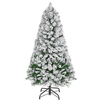 Prelit Flocked Artificial Christmas Tree with 120 Warm White LED Lights