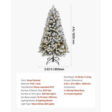 Prelit Flocked Artificial Christmas Tree with 120 Warm White LED Lights