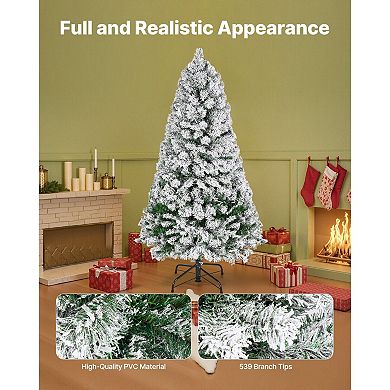 Prelit Flocked Artificial Christmas Tree with 120 Warm White LED Lights