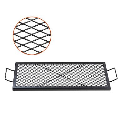Portable Fire Pit Grill Grate with Handle for Camping and Backyard Use