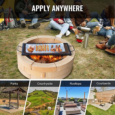 Portable Fire Pit Grill Grate with Handle for Camping and Backyard Use