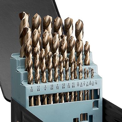 High-Speed Steel Cobalt Drill Bits with Quick-Cut Point and Storage Case