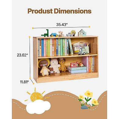 Bookshelf and Storage Organizer with 2 Compartments and Top Shelf