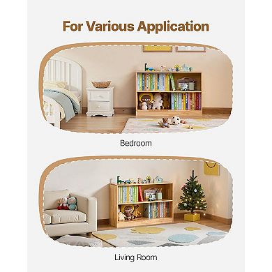 Bookshelf and Storage Organizer with 2 Compartments and Top Shelf