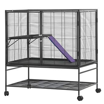 Multi-Level Ferret Cage with Removable Trays, Ramp, and Storage Shelf