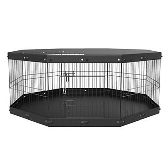 Adjustable Pet Playpen with Metal Frame and Secure Gate Latches