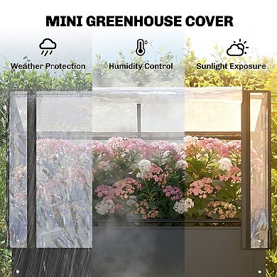 Outsunny Metal Raised Garden Bed with Flip-Up Greenhouse Cover