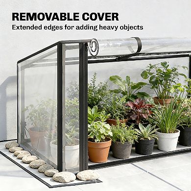 Outsunny Metal Raised Garden Bed with Flip-Up Greenhouse Cover