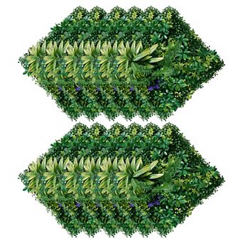 12-Pack 3D Faux Plant Wall Panels for Indoor and Outdoor Privacy Screens